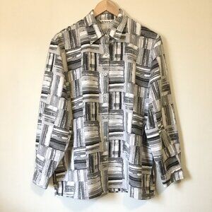 Vintage 90s Bauhaus Blast Modern Modular Button Down Dress Shirt
